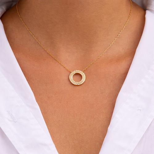 Celeste Pavé Halo Necklace